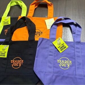 Trader Joe's Canvas Tote Bag - Black, Orange, Purple